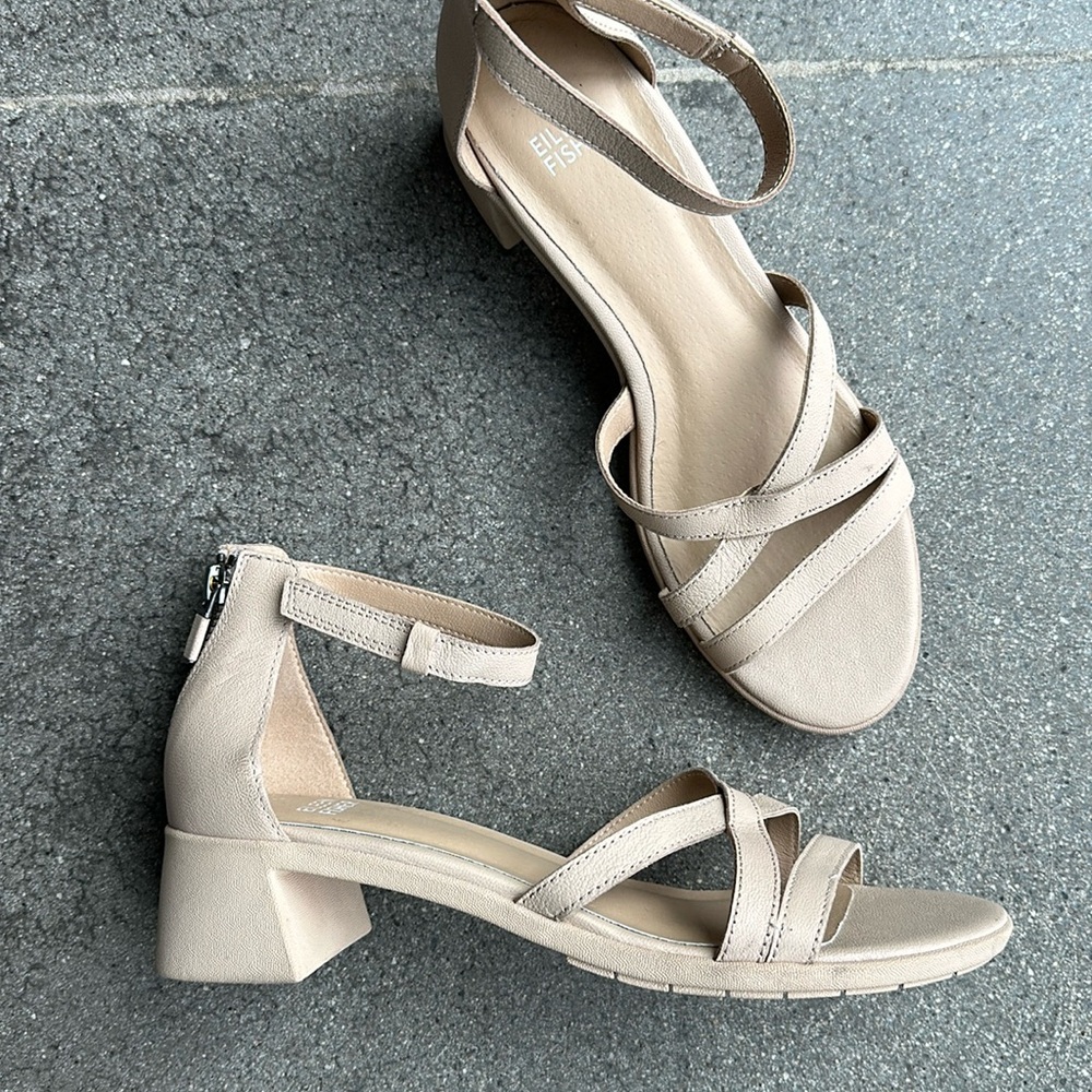 Eileen Fisher genuine leather block heel sandals, size 8